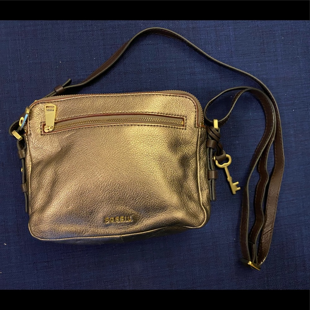 Fossil Piper Toaster Crossbody Bag Taupe Metallic